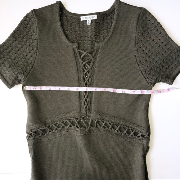 Ronny Kobo Lace Up Short Sleeve Dress with Side Slits, size M - Picture 7 of 8